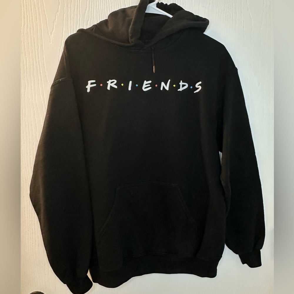 Solid black Friends logo long sleeve pullover hoodie women’s medium‎